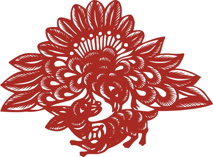 中国风中式传统喜庆民俗人物动物窗花剪纸插画边框AI矢量PNG素材【574】